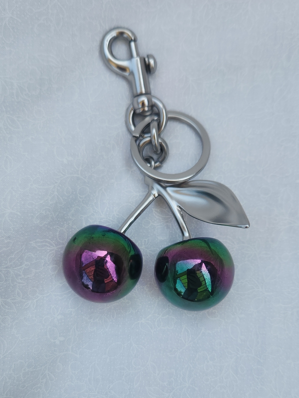 Iridescent Cherry Keychain Pendant - Women Accessories